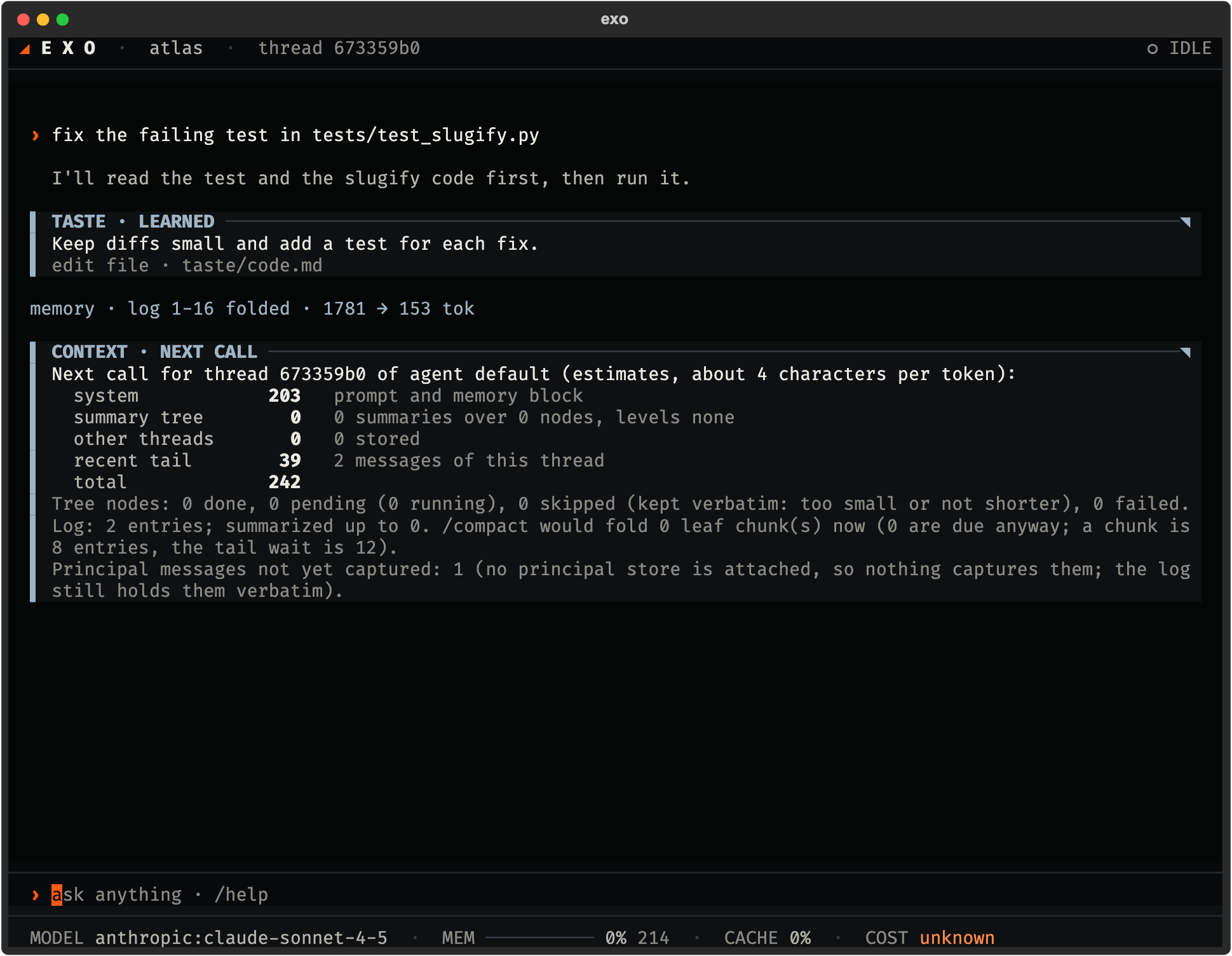 The /context report in the terminal client.